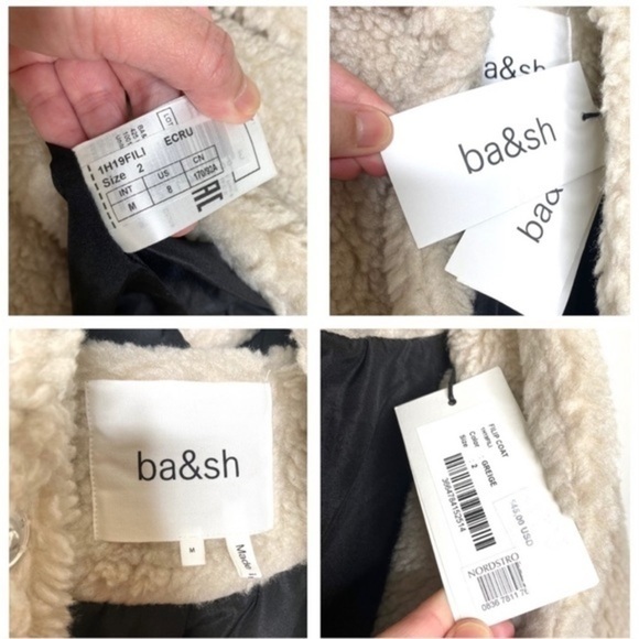 Ba&sh Paris Filip Hooded Teddy Faux Fur Long Ecru with Belt Coat Jacket NWT - Picture 14 of 15